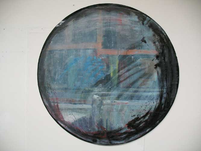 Lucie Novkov, Bez nzvu, z cyklu Lodn oknka, akryl na pape, prmr 180 cm, 2009